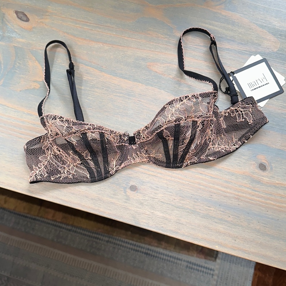 Vintage La Perla Lingerie Bra Black + Tan